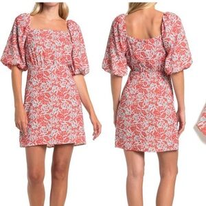 LUCY PARIS Orange Floral Print Mini Dress. SUPER CUTE SIZE L